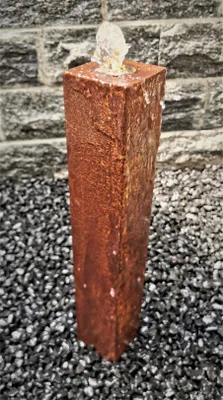 Produktbild von Säulenbrunnen 60 / 10 cm eckig Cortenstahl Roststahl incl. LED ohne Becken Gartenbrunnen