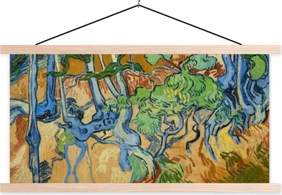 Produktbild von MuchoWow® Textilposter Baumwurzeln - Vincent van Gogh 120x60 cm mit holzfarbenen Rahmen - Klemmleiste
