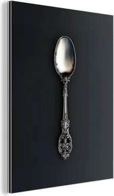 Produktbild von MuchoWow Wanddekoration Metall Metallbild Wandkunst 60x80 cm Löffel - Silber - Metall MuchoWow Aluminium Gemälde - Wanddekoration Metall