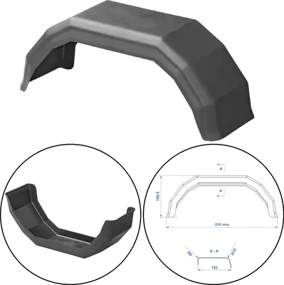 Produktbild von 1 x Kotflügel für Anhänger 8 Zoll – Robustes Schutzblech für Pferdeanhänger, elastisch, UV-beständig, stoßfest 152x510x190,5 mm