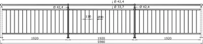 Produktbild von TIBU Geländer Edelstahl V2A senkrechte Streben, Länge 5980 mm und Höhe 1000 mm