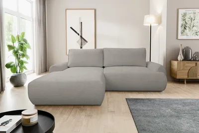 Produktbild von VENASI MOON Ecksofa Links mit Schlaffunktion und Bettkasten Eckcouch Sofa L Form Schlafsofa GRAU