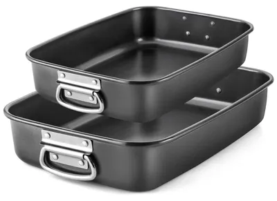2er-Set Backbleche aus Karbonstahl, 34x26x6,5 cm & 28x21x5 cm