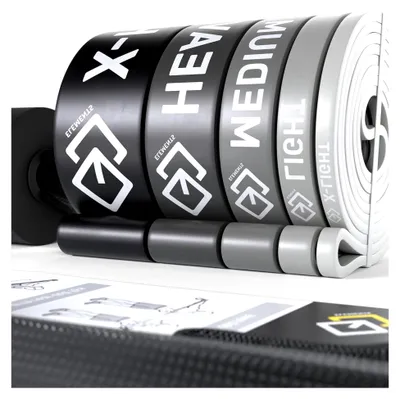 Produktbild von Fitnessbänder - Wiederstandsbänder - Resistance Bands, Klimmzugbänder für Klimmzughilfe, Krafttraining, Muskelaufbau, Training, Übungen, Gym, Calisthenics, Physiotherapie, Dehnung