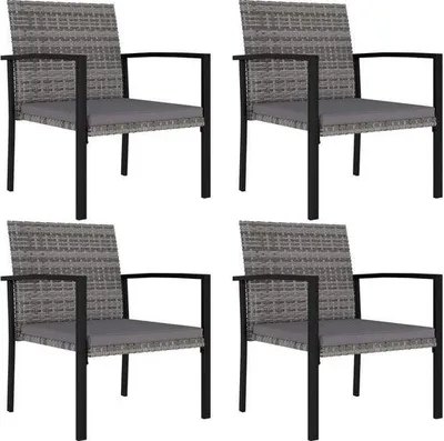Immagine prodotto di Set di 4 sedie da giardino in polyrattan grigio