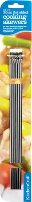 Produktbild von KitchenCraft Flache Grillspieße, Spieße für Fleisch, Edelstahl, 30 cm, 6 Stück - Farbe Silber