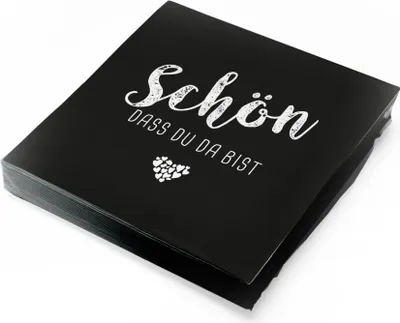 Produktbild von itenga 20x Serviette Schön dass du da bist - SCHWARZ -