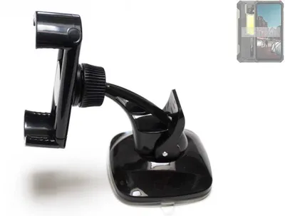 Produktbild von K-S-Trade kompakte Handy-Halterung Windschutzscheibe kompatibel mit Ulefone Power Armor 24 Armaturenbrett schwarz Autohalterung KFZ Halter