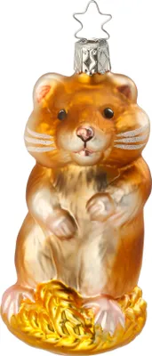 Produktbild von Christbaumschmuck Hamster Glas 11cm hellbraun, 1 Stück