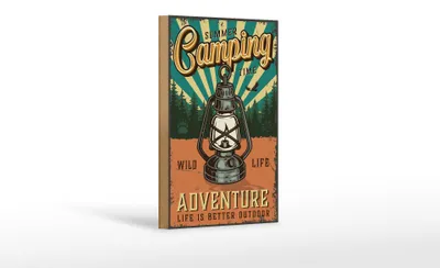 Produktbild von Holzschild Retro 12x18cm Summer Camping Time Adventure
