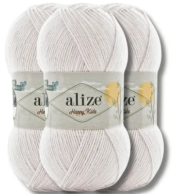 Productafbeelding van Alize 3x 100g Happy Kids garen, effen, geschikt voor haken en breien (wit - 55)
