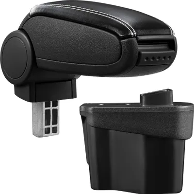 Produktbild von [pro.tec] Mittelarmlehne Passgenau für Kia Rio 3. Generation (Typ UB, seit 2011) - Armauflage mit Staufach - gepolstert - Kunst-Leder - schwarz mit weißen Nähten