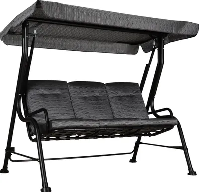 Produktbild von Outsunny Hollywoodschaukel 3-Sitzer Gartenschaukel Sonnendach Texteline Schwarz