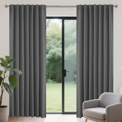 Verdunkelungsvorhang 2er-Set, 140x260 cm, grau, blickdicht, Schalldämmung