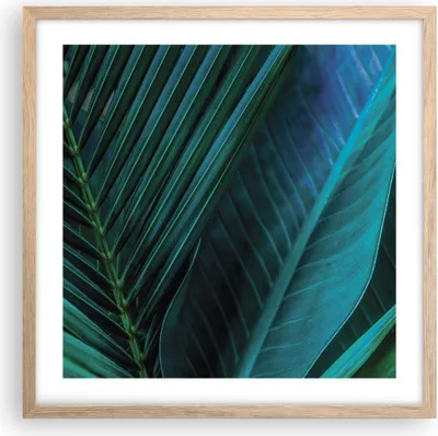 Produktbild von Gerahmtes Poster - Rahmen in heller Eiche - Blatt Tropen Grün - 50x50 cm - Wand Bild - Wanddeko - Wandbilder - Kunstposter - Wandposter - Bilderrahmen - Bilder - Kunstdruck - P2NAC50x50-5071