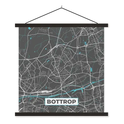 Produktbild von MuchoWow® Textilposter Karte - Bottrop - Blau - Stadtplan - Deutschland 60x60 cm mit schwarzem Rahmen - Posteraufhänger