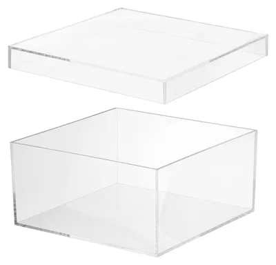 Obrázok produktu pre Omgoods – Priehľadná akrylová úložná nádoba s vekom, 20 x 20 x 10 cm