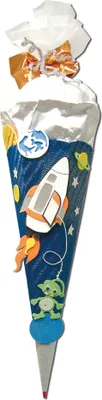 Produktbild von Schultüten-Bastelset Space 68 cm 6-eckig Rot(h)-Spitze Kreppverschluss