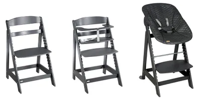 Produktbild von Treppenhochstuhl Born Up, Set 2in1, Graphit gesteppt, Hochstuhl mit Liegefunktion, ab Geburt
