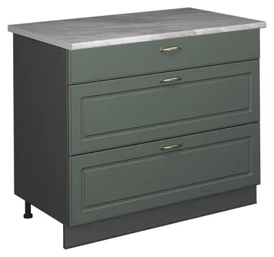 Productafbeelding van Keukenonderkast Vicco Fame-Line Groen-Goud Landhuis/Antraciet 100 cm, WB Marmer, Model 62020