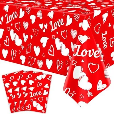 Immagine prodotto di Ultiluxe Copritavolo - Tavolo Amore - Decorazione Tavolo - 130 x 220 cm - Decorazione Valentino - Idrorepellente - Plastica - Cuori - Rosso/Bianco