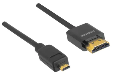 Produktbild von DINIC Micro HDMI Kabel, 2 m, HDMI Typ A (Standard), HDMI Typ D (Mikrofon), Schwarz