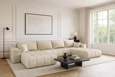Produktbild von Kaiser Möbel Ecksofa mit schlaffunktion und bettkasten MILO U PREMIUM, stoff MONOLITH, Ecru