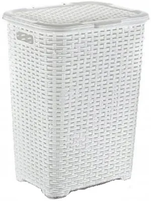 Imagen del producto de Cesta de ratán blanca de 60 litros