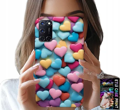 Obrázok produktu pre Puzdro pre Oppo A52 - farebné srdiečka s možnosťou personalizácie