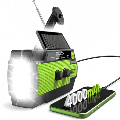 Produktbild von Solar Kurbelradio, Tragbares Notfallradio mit SOS Alarm, 4000mAh, AM/FM, mit Leselicht, Notfallausrüstung, Sonstige Radios, 3 Lademöglichkeiten, Grün