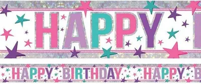 Produktbild von Holo Birthday Girl Banner 2,7m