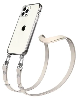Produktbild von EAZY CASE Handykette magnetisch mit Handyhülle für Apple iPhone 12, Crossbody Handyband 1-1,90m verstellbar mit 2 Ösen in Creme