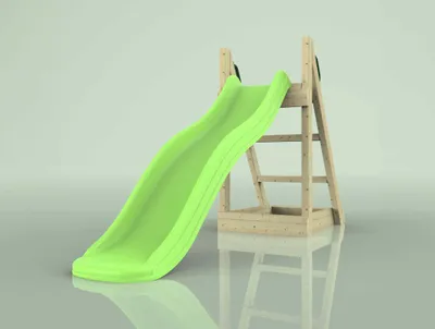 Produktbild von OutdoorToys freistehender Rutschturm mit 175 cm Wellenrutsche aus Holz Spielturm