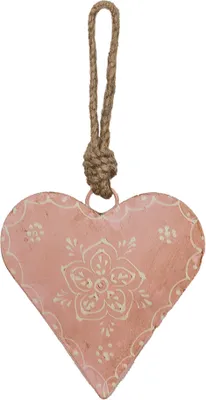 Image de Clayre & Eef Pendentif Cœur 10x3x10 cm Rose Fleur de Fer