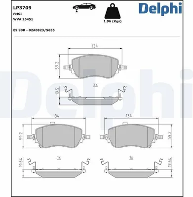 Produktbild von DELPHI Bremsbeläge Satz Bremsklötze für FIAT TIPO Kombi (356) LP3709