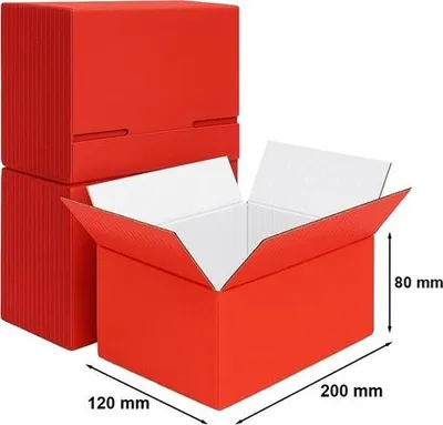 Zdjęcie produktu dla Karton Klapowy Pudełko Kartonowe 200x120x80mm Czerwony - 10szt - Pudełka do pakowania