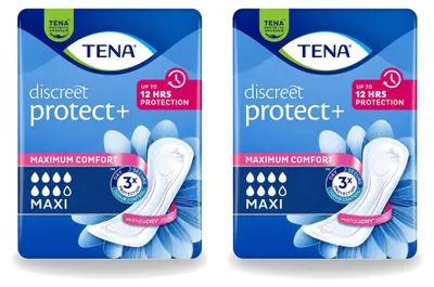 Imagen del producto de 2 unidades de protectores absorbentes TENA Discreet para incontinencia urinaria severa. Paquete económico