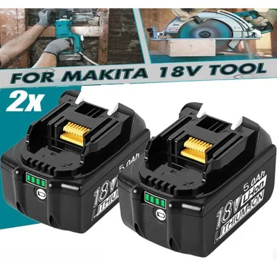 Image de Lot de 2 batteries pour outils électriques - Batteries de remplacement - 18 V - 5000 mAh - Compatibles avec les modèles BL1850B, BL1860B, BL1855, BL1840, BL1830, BL1835, BL1820B et BL1815