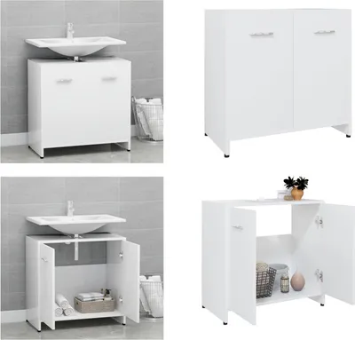 Zdjęcie produktu dla vidaXL Szafka łazienkowa biała 60x33x61 cm materiał drewnopochodny - Szafka łazienkowa - Szafki łazienkowe - Szafka - Szafki