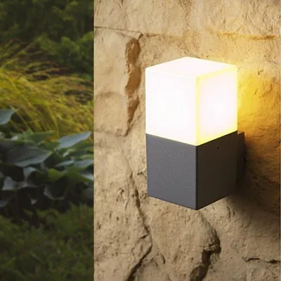 Produktbild von Wandleuchte Grau LED IP44 Alu für E27 Glühbirne