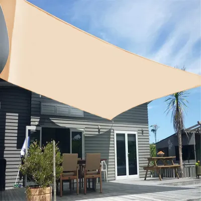 Image de Voile d'ombrage extérieur étanche à l'eau Protection solaire pour jardin patio balcon Oxford tissu Voile d'ombrage carré 4X4m (Beige,4x4m)
