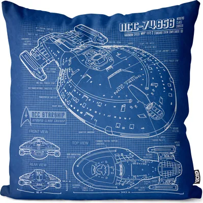 Produktbild von VOID NCC-74656 Voyager Kissenbezug Kissenhülle Outdoor Indoor trek trekkie blaupause