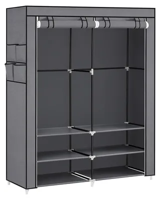 Image de Armoire portable grise – en acier et en tissu non tissé – 45 x 127 x 176 cm