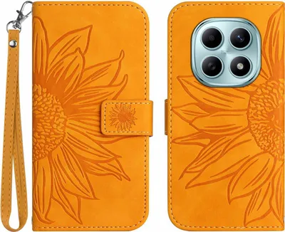 Produktbild von Xiaomi Redmi Note 15 / Poco M8 Hülle - Coverup Sonnenblume Klapphülle mit Schlüsselband - Orange