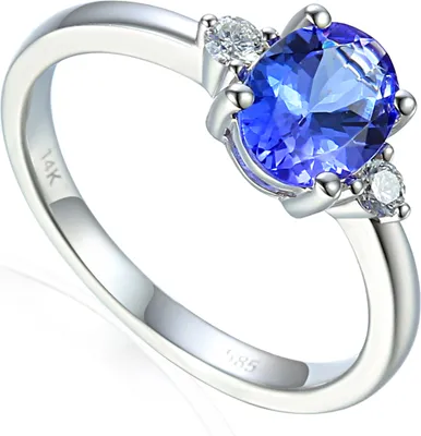 Produktbild von 585er Weißgold Damenring mit Tansanit 1,29ct. und Brillanten 0,18ct. Gr. 54