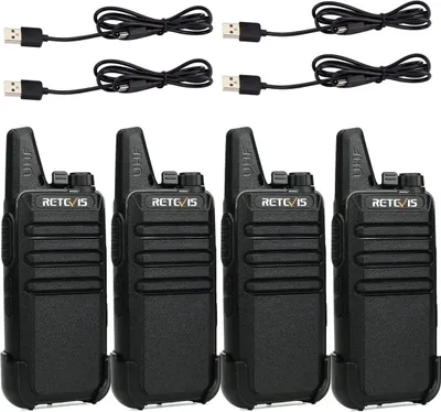 Produktbild von Retevis RT622 Walkie Talkie, 4er Mini Funkgeräte, PMR446 Lizenzfrei 16 CH, VOX Squelch Scan CTCSS/DCS, Funkgerät mit USB-Ladekabel, für Schule, Reisebüro, Supermarkt, Weingut