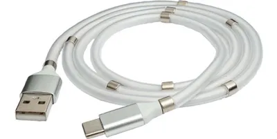 Produktbild von SYSTEM-S USB 3.1 selbstaufrollendes Kabel 1 m Typ C Stecker zu 2.0 Typ A Stecker in Weiß