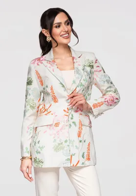 Produktbild von LARICA Damen Blazer Blumenmuster tailliert Elegant OW-BLZB-0107 beige S