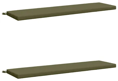 Imagen del producto de Cojines para banco, juego de 2 unidades, 100% poliéster, color verde oliva