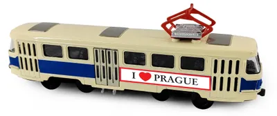 Produktbild von Tschechische Retro-Straßenbahn aus Metall, blau, 16 cm, Prag
